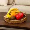 Plastic Round Rattan Storage Tray Handmade Bread Fruit Storage Tray Wicker Storage Baskets  Office