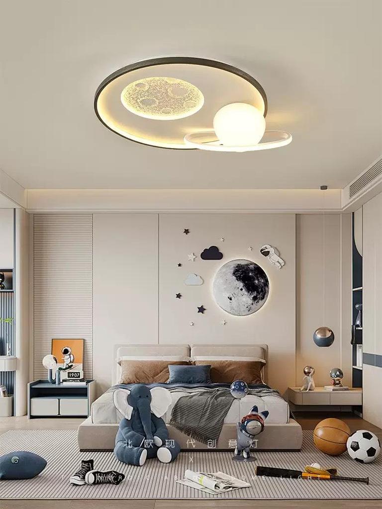Современный Минималистичный Скандинавский Потолочный Светильник - Полноспектральный Дизайн Луны и Звездного Неба для Главной и Детской Спален