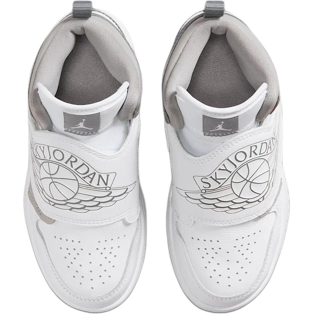 Jordan Sky Jordan 1 Кожаные Высокие Детские Скейтбордические Кроссовки Серый Белый Дети Возраст 3 7 Лет BQ7197-011