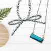 Delicate Bowknot Necklace Turquoise Beaded Choker Sophisticated Bowtie Pendant Clavicle Chain Wedding Accessory