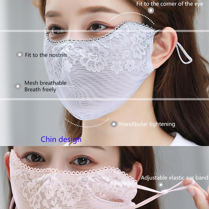 Сладкий цветок солнцезащитный тонкая кружевная маска на открытом воздухе солнцезащитный козырек для женщин однотонный солнцезащитный чехол для лица защита от ультрафиолета регулируемая маска