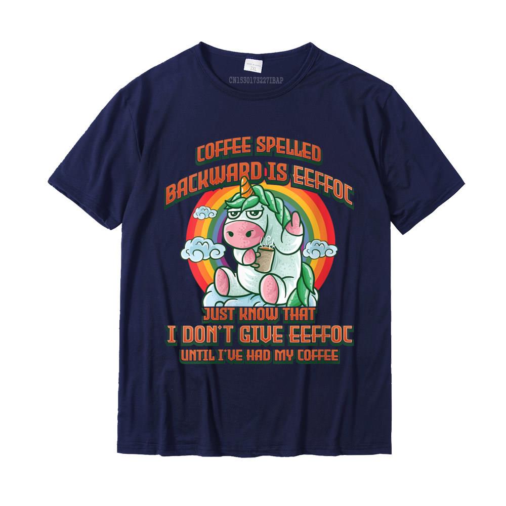 Unisexs Coffee Spelled Backwards Is Eeffoc Unicorns Funny Unicorn TShirt Tops Special Customized Cotton Youth Tees