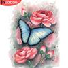 HUACAN 5D DIY Алмазная картина Цветок Полный квадратный/круглый Алмазная вышивка Животное Бабочка Мозаика Подарок ручной работы