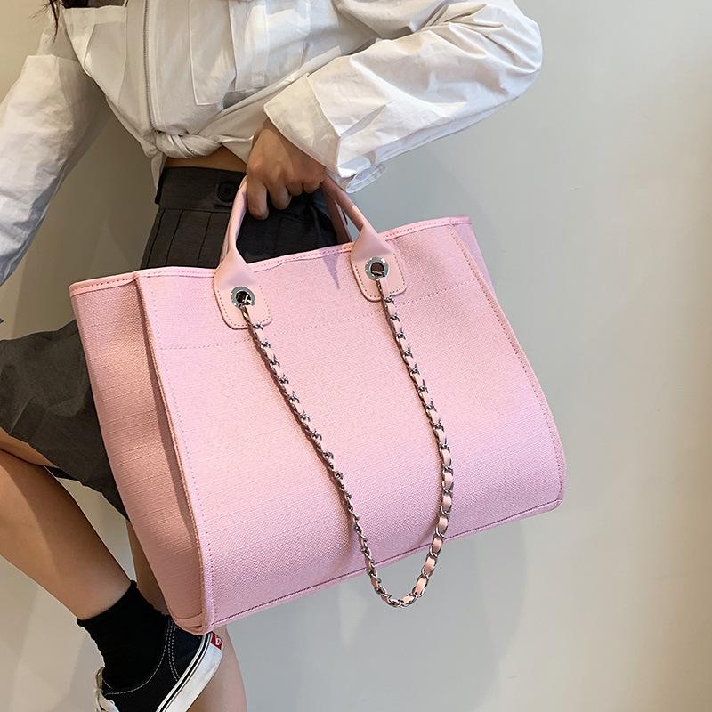 Женская сумка новая модная текстура на плечо сумочка большой вместимости холщовая сумка-тоут на цепочке тренд