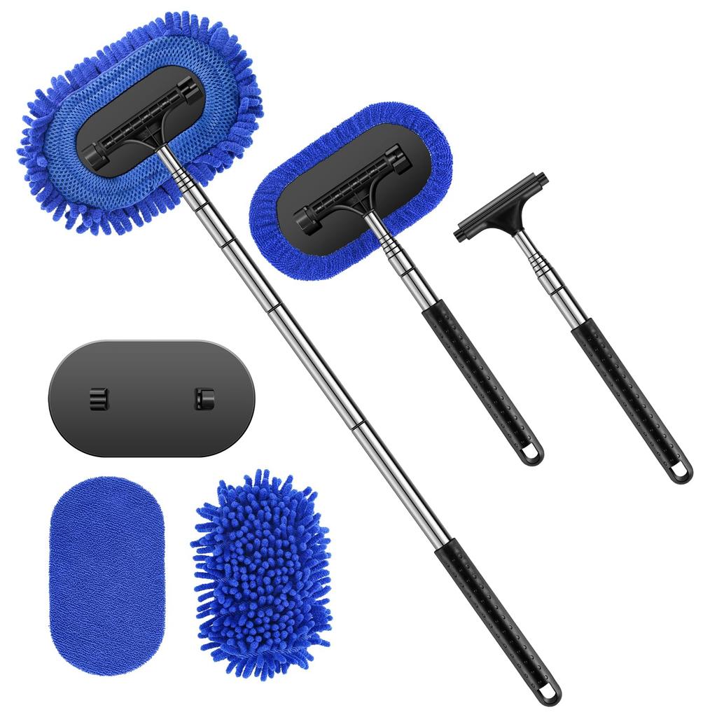 Window Mop with 3 Adjustable Microfiber Car Wash and Extendable Glass Windshield Cleaning Car Wash Supplies Kwak's 3-in-1 180-Degree Rotation,