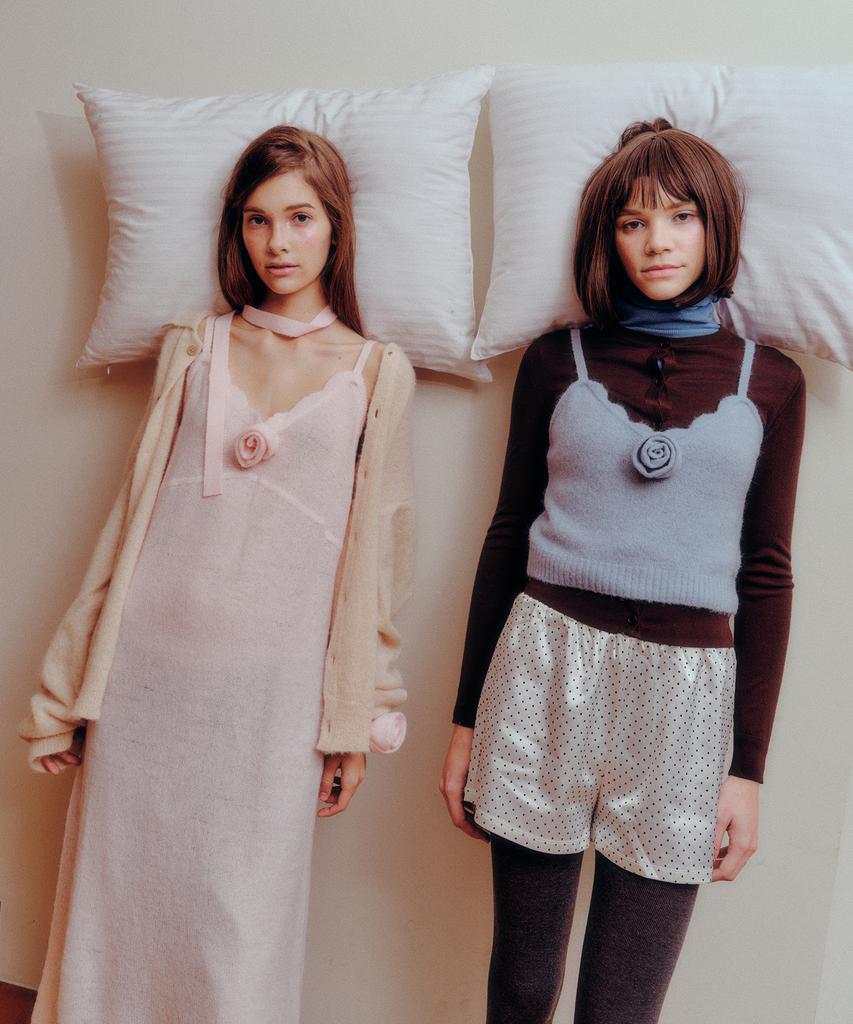 MELLY&ROSE Набор: Платье-шарф с косичками(310257)_L/Розовый