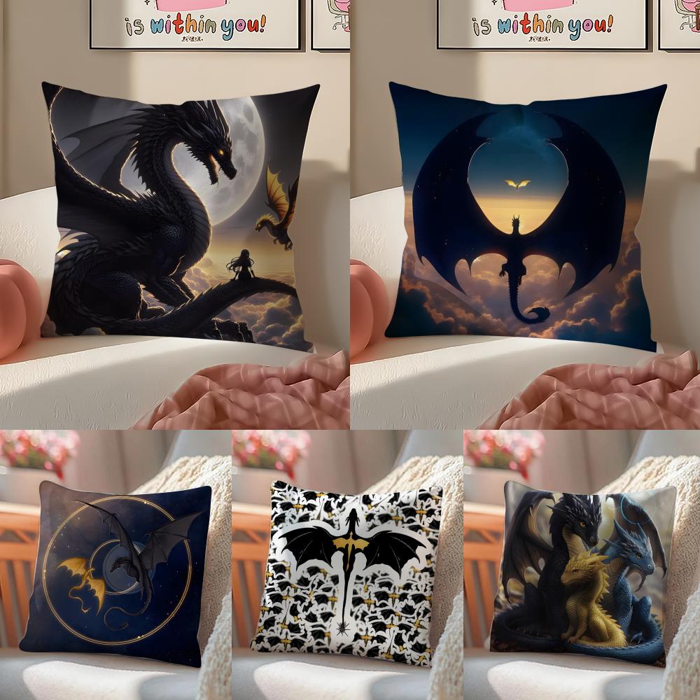 Epic Fantasy Fictional FFourth WWing Dragon Cushion Cover Pillowcase Short Plush Invisible zipper Room Sofa Cushion Cover