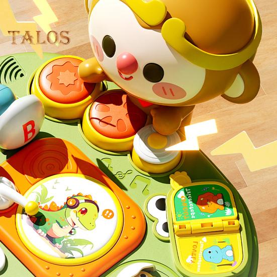 Детский игровой стол, игрушка, мультяшный динозавр, обучающий стол, музыкальная игрушка, развивающий детский игровой центр для малышей, мальчиков и девочек, стоячий игровой стол