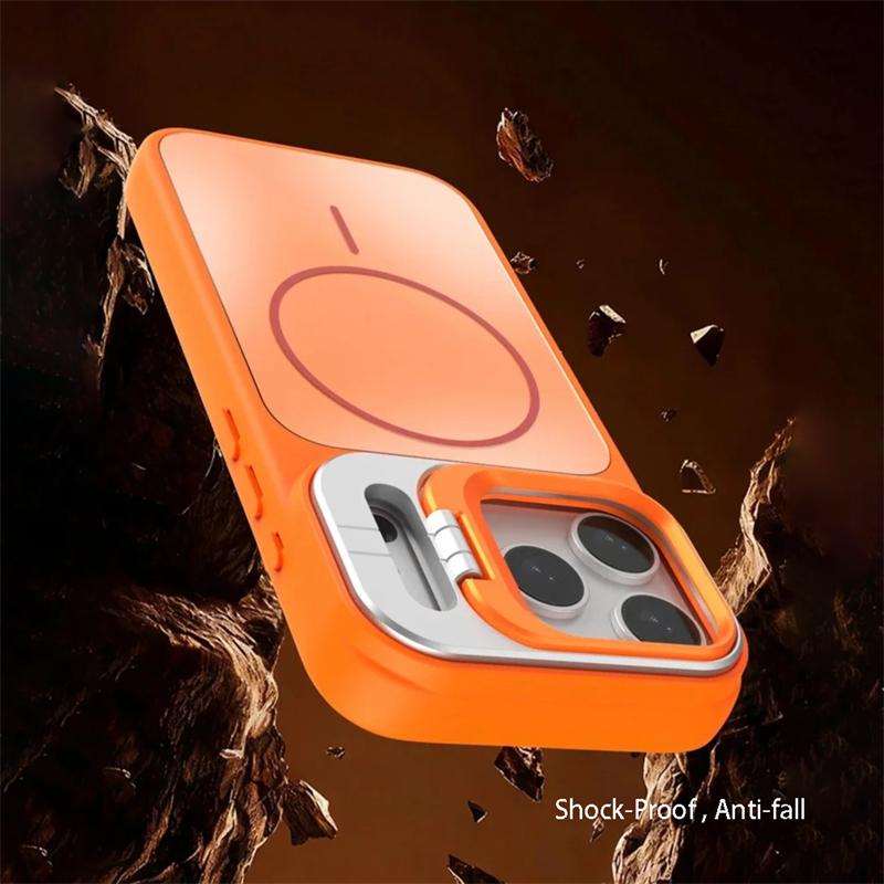 Роскошный матовый магнитный противоударный чехол AG для iPhone 17 16 15 14 Plus 13 12 11 ProMax Подставка Защита объектива Задняя крышка