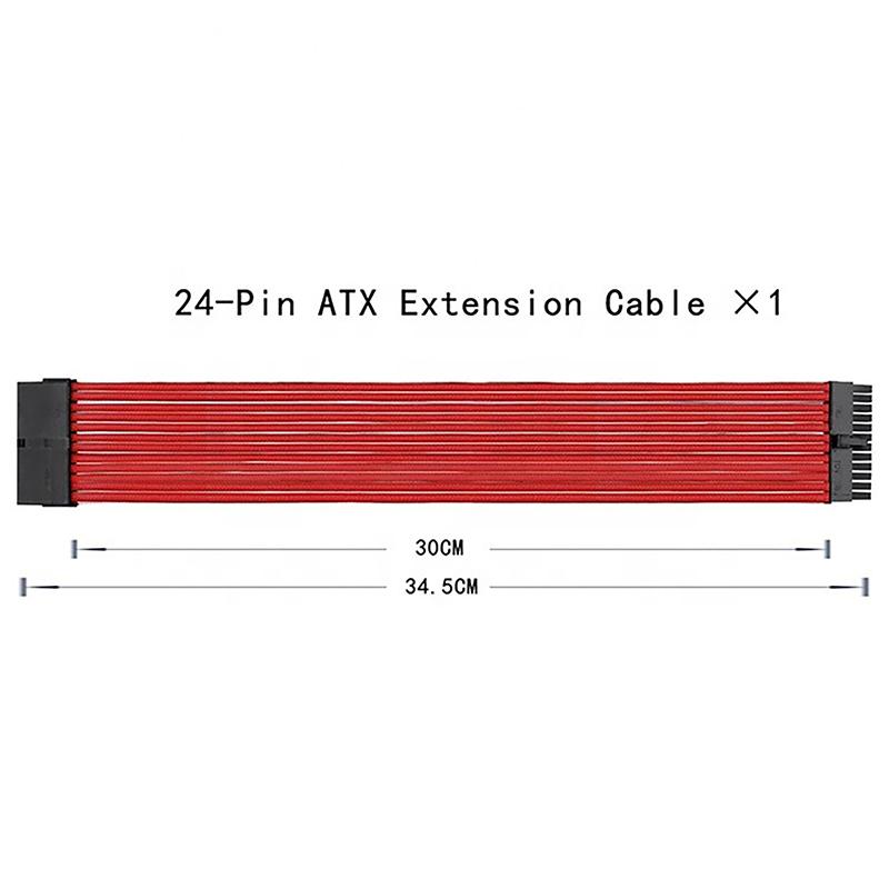 Psu Atx 24Pin удлинительный кабель нейлоновый плетеный 8-контактный 6+2-контактный шнур 24-контактный удлинитель материнской платы для корпуса компьютера комплект кабелей питания