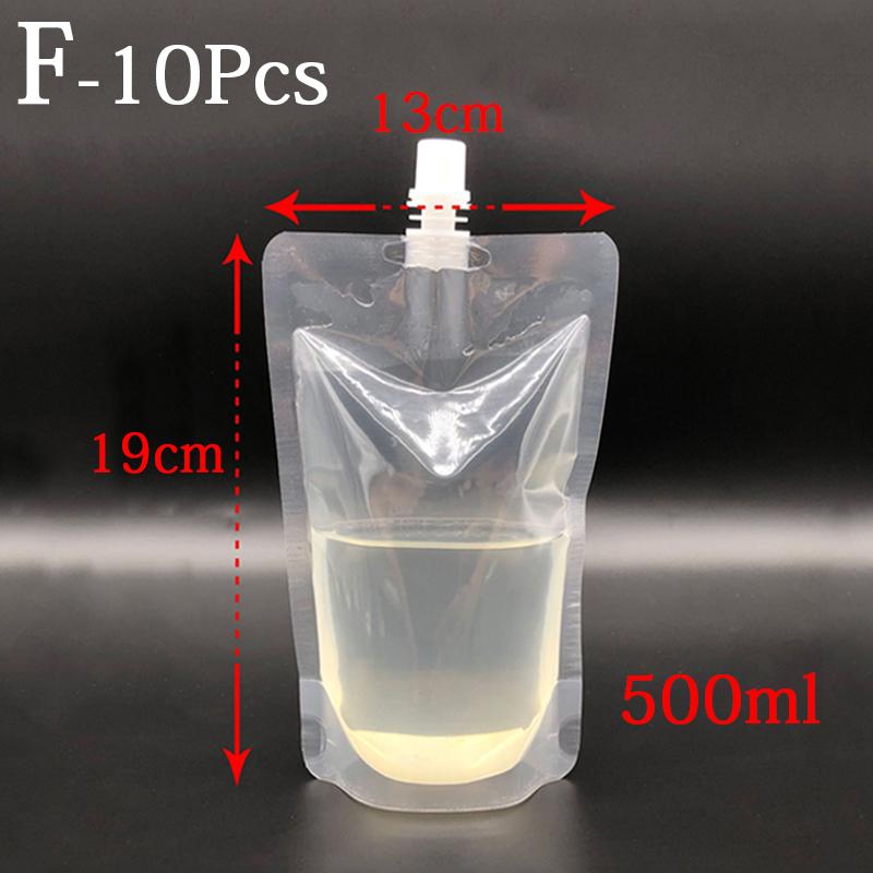 10pcs Transparent Nozzle Bag Spouted Drink Beverage Packaging Pouch For Camping Outdoor Spouted Liquid Packaging Storage JoomZL