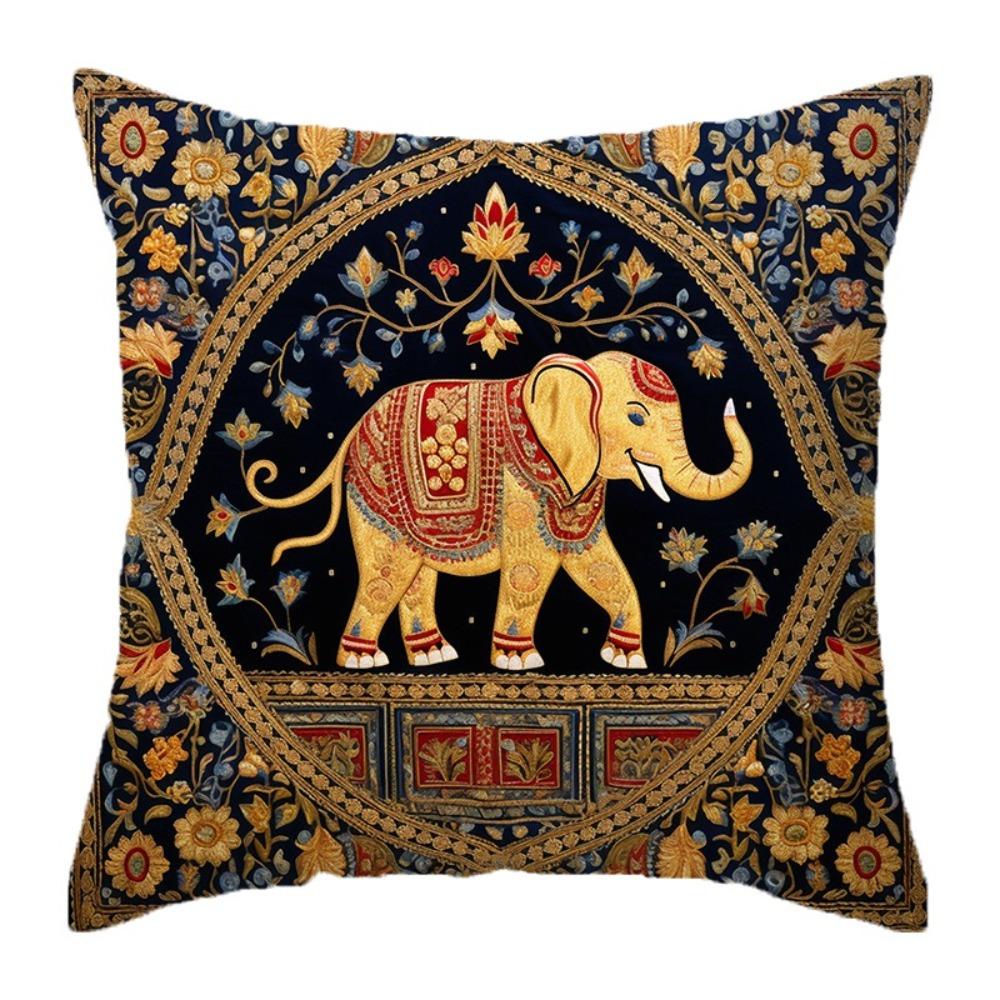 Floral Print Elephant Cushion Cover Vintage Pattern Throw Pillow Cover Sofa Decoration