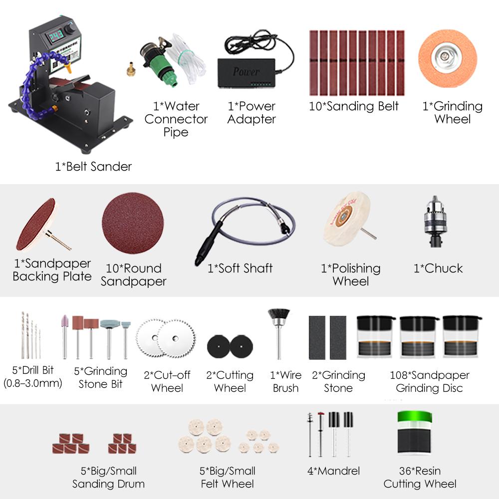 Мини-ленточный шлифовальный станок мощностью 350 Вт, электрический шлифовально-полировальный шлифовальный станок для сухой и влажной шлифовки, шлифовальный станок