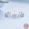 Bamoer 925 Sterling Silver Blue Round Stone Finger Ring Vine Pattern Ring for Women Elegant Jewelry Gift BSR507