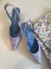 In The Balcony Faye Square Ribbon Stiletto Slingback Pumps 6Cm