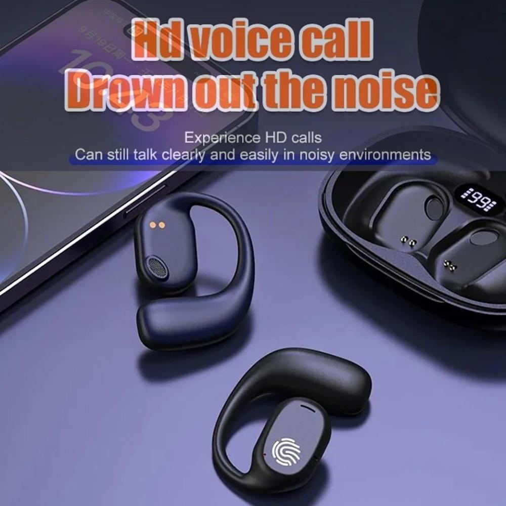 Беспроводные наушники Bluetooth 5.3 Наушники с креплением на ухо Светодиодный дисплей Водонепроницаемые гарнитуры HiFi стерео наушники с шумоподавлением