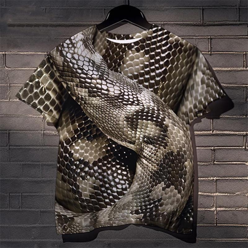 Размер XXS-6XL Узор из кожи животного с 3D-принтом Повседневная уличная футболка с забавным коротким рукавом для мужчин и женщин Футболка большого размера, топы