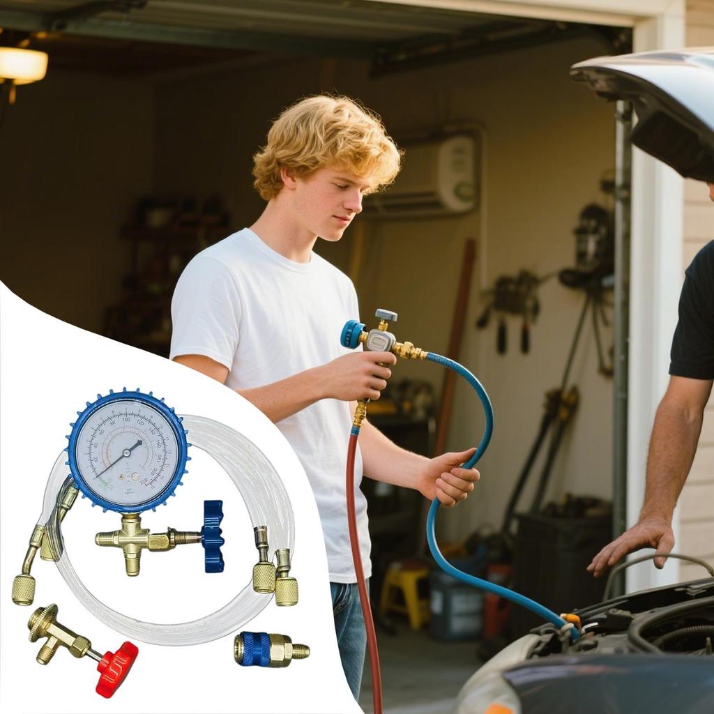 Новый комплект для заправки кондиционера Комплект для заправки кондиционера Манометрический коллектор Шланг Быстроразъемное соединение Набор Для коммерческого Автомобильного Домашнего Обслуживания