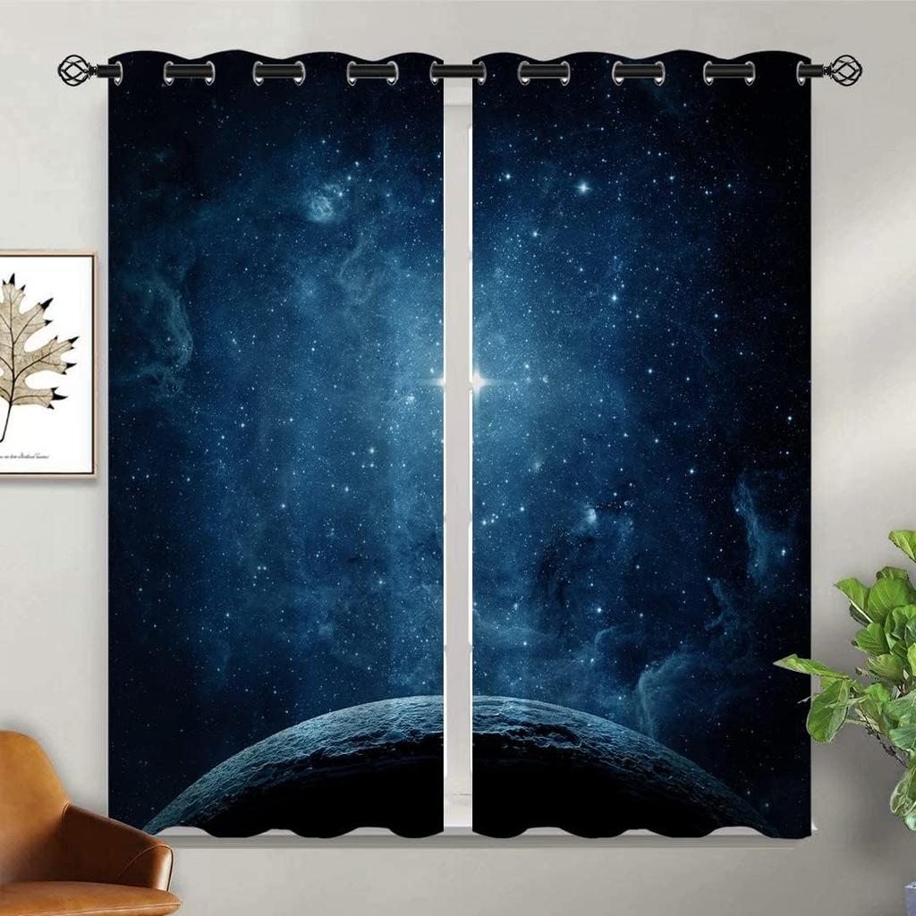 Галактические полузатемняющие шторы для девочек, мальчиков, детей, домашний декор, галактическая вселенная, психоделический Млечный путь, люверсы, термоизоляция