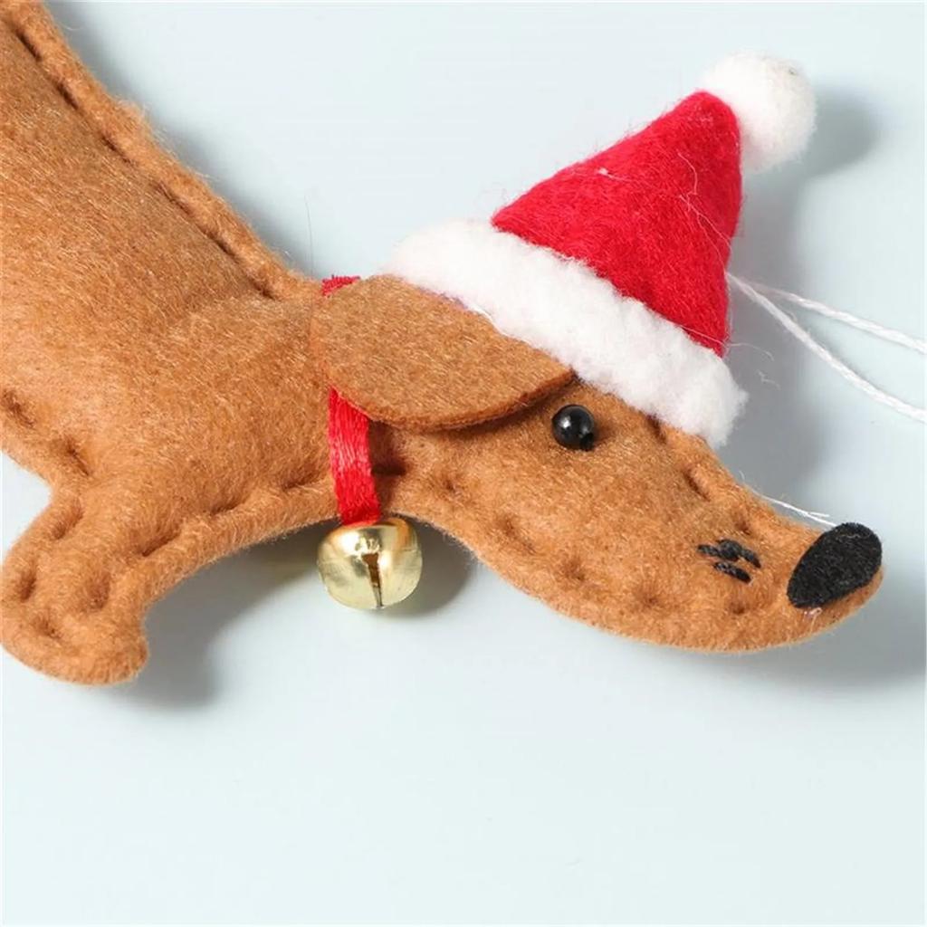 Christmas Ornament Animal Dog Dachshund Shape Xmas Tree Hanging Decoration 2023 New Year Window Pendant Children Gifts