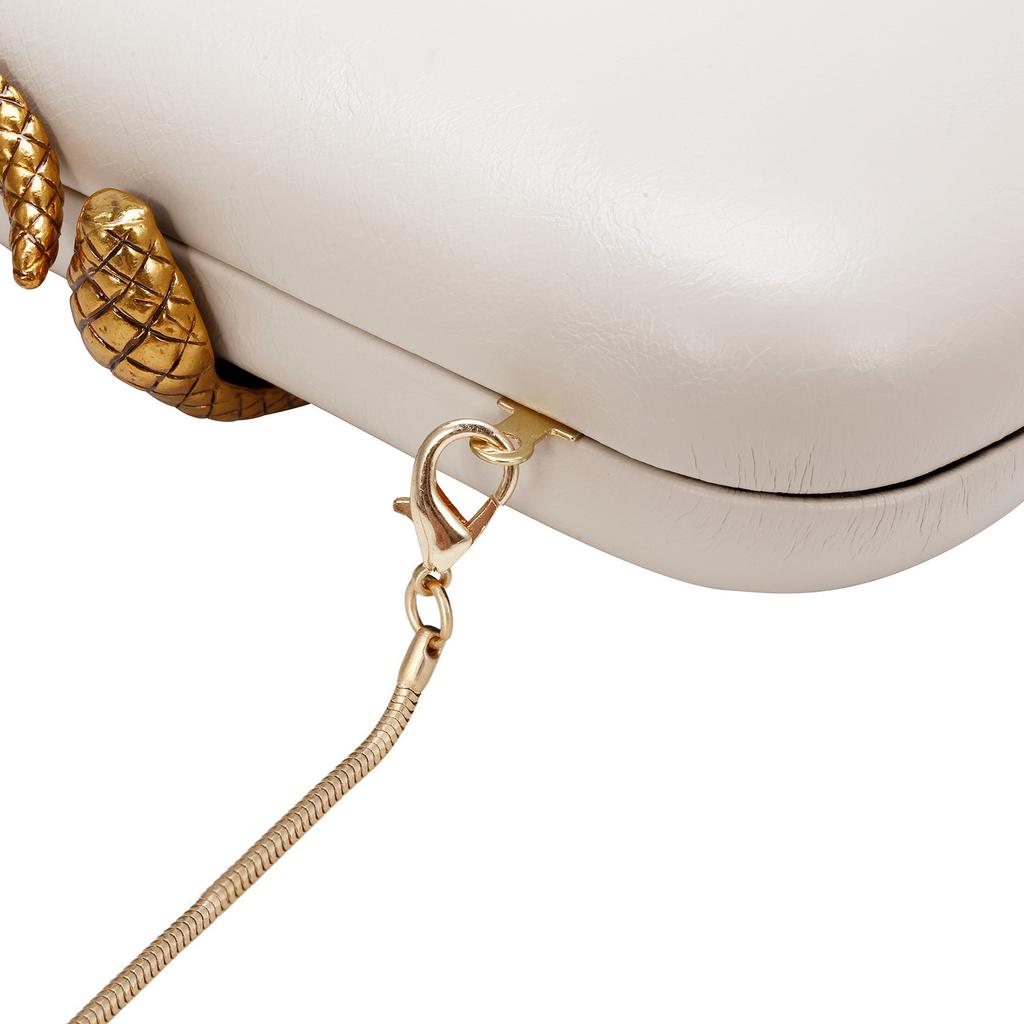 Женский гламурный роскошный клатч из искусственной кожи с фурнитурой в виде змеи, длинной цепочкой, в форме коробки, вечерняя сумка, универсальный кошелек