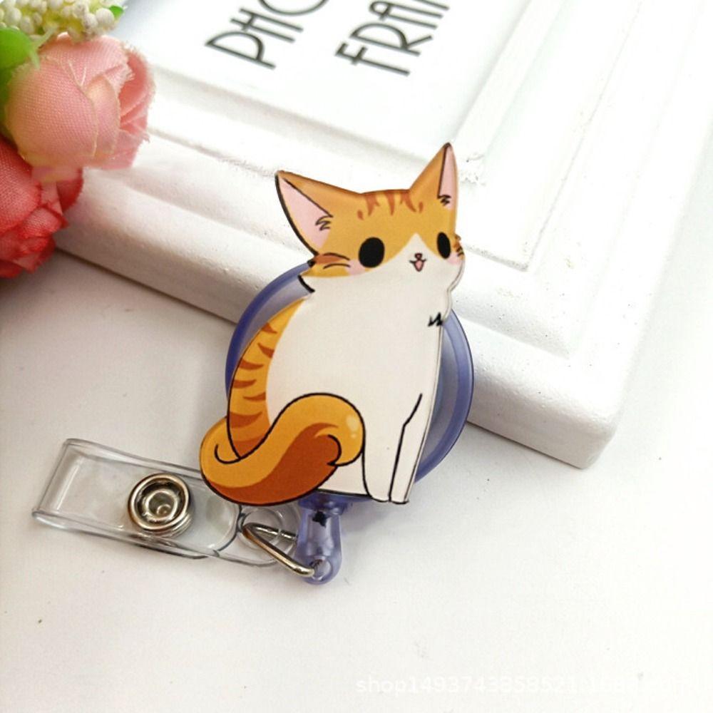 Cat Puppy Dog Badge Holder Cartoon Animals Easy Pull Buckle Nurse Badge Reel Doctor Students