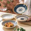 4 шт. керамические диски 8 дюймов, японские сервировочные тарелки для обеденного стола, рельефная работа, тарелки для салата и пасты