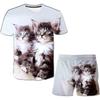 Одежда для маленьких мальчиков, комплект футболок с 3D изображением кошек и животных, летняя детская повседневная одежда, комплекты с героями мультфильмов для мальчиков и девочек, детский костюм 1-14 лет