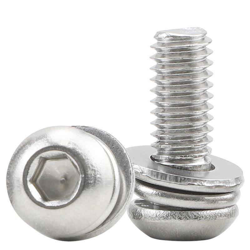 Винт комбинированный с полукруглой головкой и шестигранным углублением - нержавеющая сталь 304 (М4/М5/М6/М8)