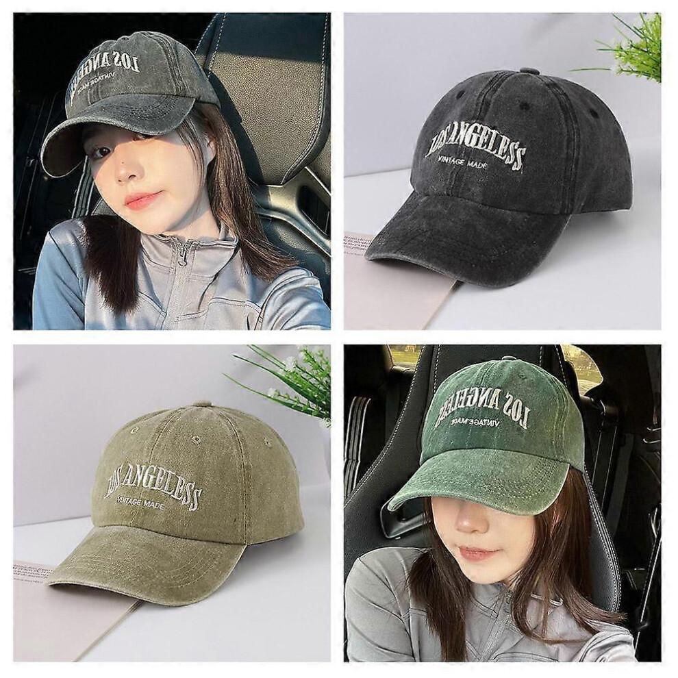 (blue)Unisex Retro Letter Embroidered Baseball Cap Sunscreen Baseball Cap Outdoor