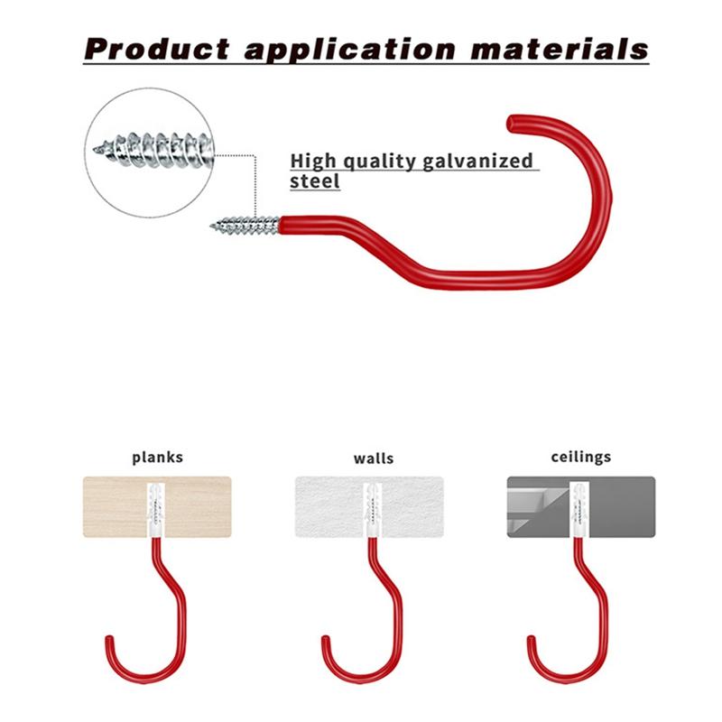 6 шт./компл. металлические настенные крючки для велосипедов, вешалка для хранения, потолочная вешалка для сада, гаража, лопаты, метлы, швабры, органайзер, держатель для подвешивания