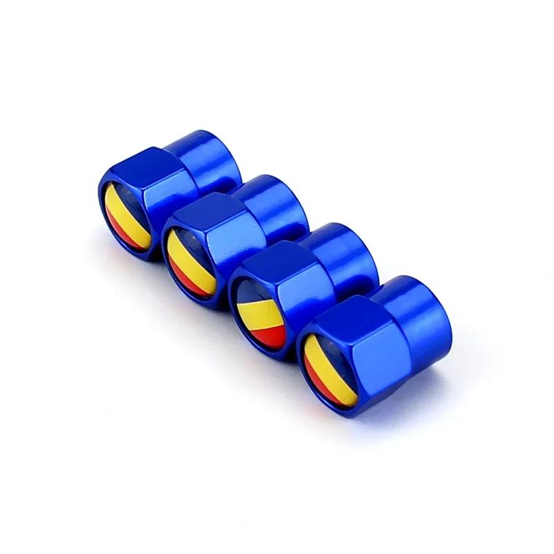 4PCS Romania Flag Car Wheel Tire Valve Caps Tyre Stem Covers for Honda Toyota BMW Nissan Volkswagen KIA Ford Hyundai Subaru