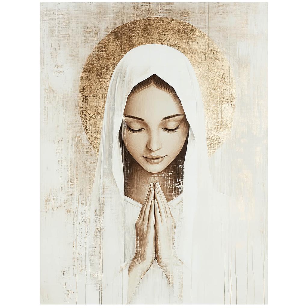 Modlitwa Maryi W Ciszy Modlitwa Maryi W Ciszy, 40X50 Cm, Rama Aluminiowa Złota, Papier Matowy 230 Gsm