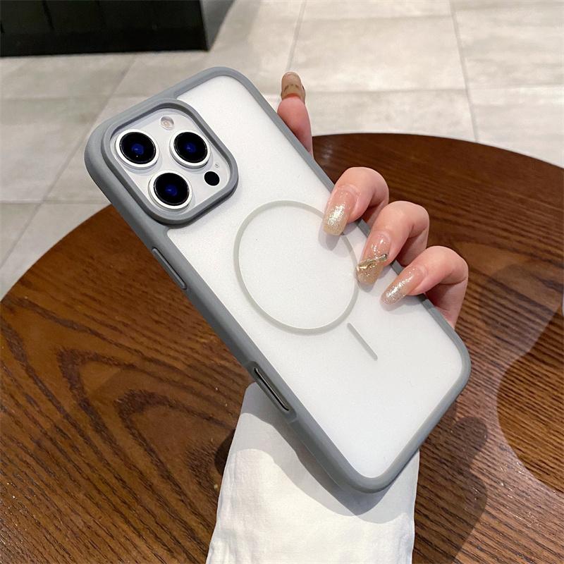 Ультратонкий чехол для беспроводной зарядки Magsafe Magnetic для iPhone 16 15 14 Plus 13 12 Pro Max матовый полупрозрачный противоударный чехол