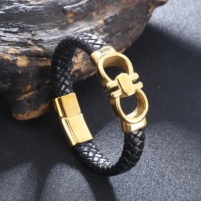 Браслет для мужчин кожаные браслеты панк хип-хоп рок мужские украшения из нержавеющей стали модный браслет с пряжкой мужской подарок