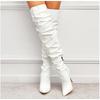 Fashion Red White Boots Winter Sexy High Heels Women Patent Leather Thigh High Boots Pointed Toe Waterproof Long Boots