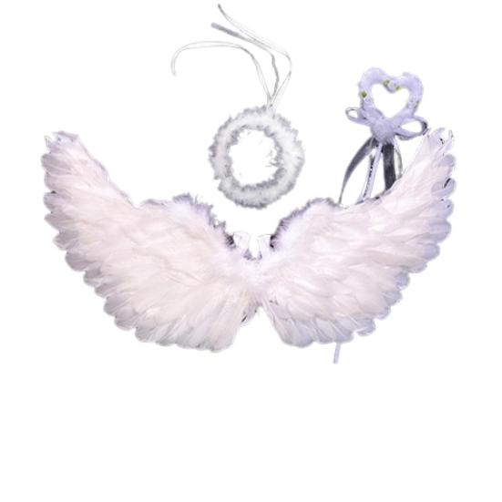 Набор крыльев для косплея: крылья ангела с перьями и повязкой на голову, волшебная палочка, костюм ангела на Хэллоуин для ролевой игры