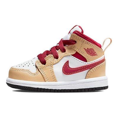 Air 1 Mid TD Light Curry Cardinal Red Детские кроссовки Коричневый Белый-Оникс Белый 640735-201