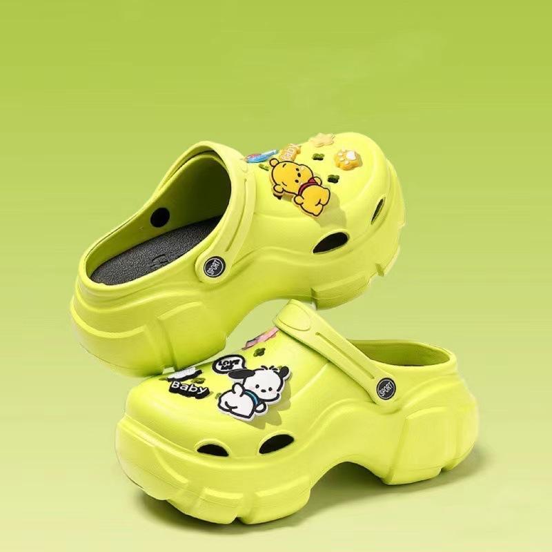 Super thick sweating dog hole shoes women's 2 platform beach shoes to increase the height and cool slippers to wear outside