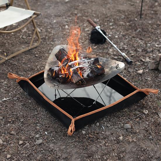 Двусторонний огнестойкий коврик, термостойкий портативный многоразовый водонепроницаемый квадратный дровяной коврик для гриля