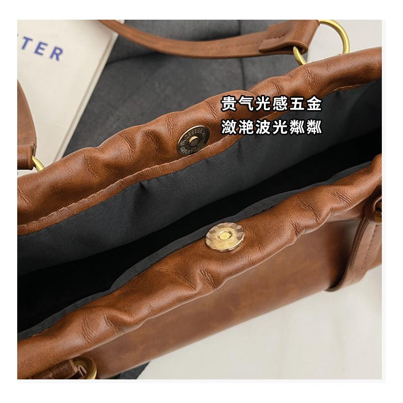 Ielgy Retro Pleated Cloud Bag All-Match Commuter Tote Bag Large Capacity One-Shoulder Armpit Bag