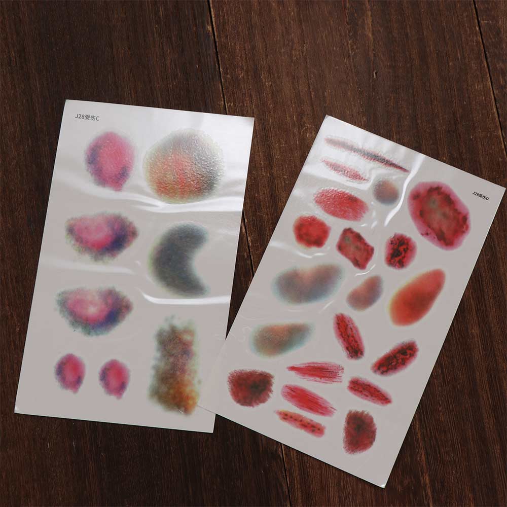 4Sheets Lasting Halloween Temporary Tattoos Waterproof Simulated Scar Tattoo Stickers Halloween