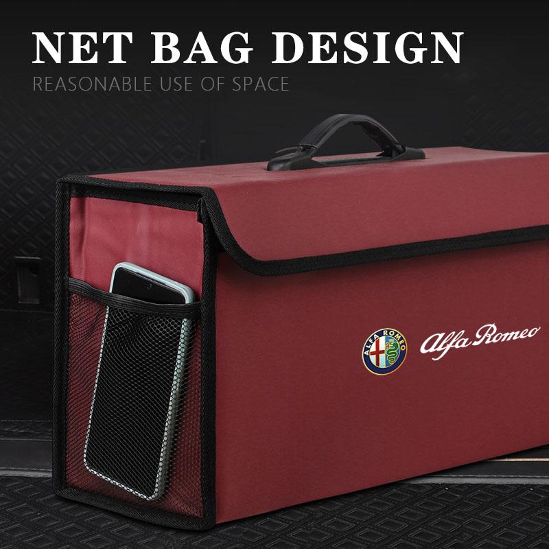 For Alfa Romeo Car Trunk Storage Bag Leather Camping Box Collapsible For Alfa Romeo Giulietta GT 159 147 156 Mito Brera Giulia FZQ5
