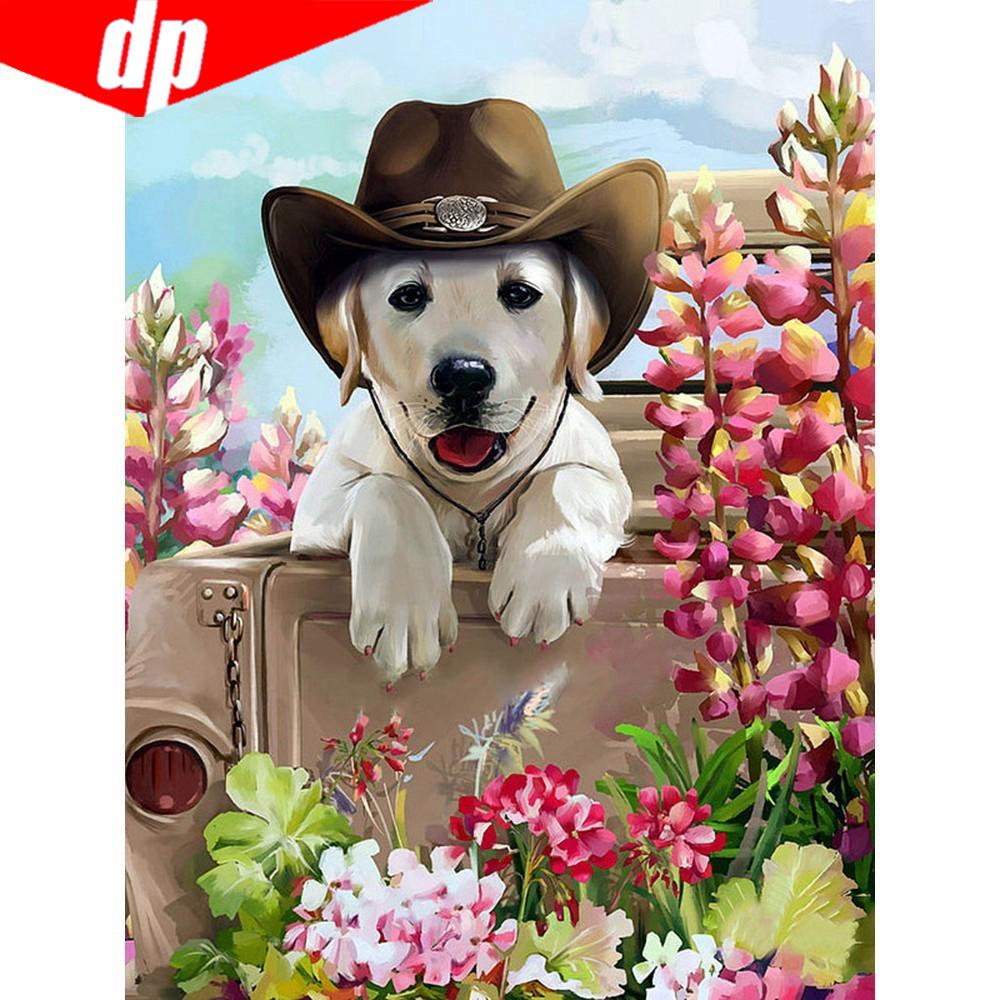 5D DIY Diamond Embroidery Dog Full Round Diamond Painting Animal Mosaic Home Decor