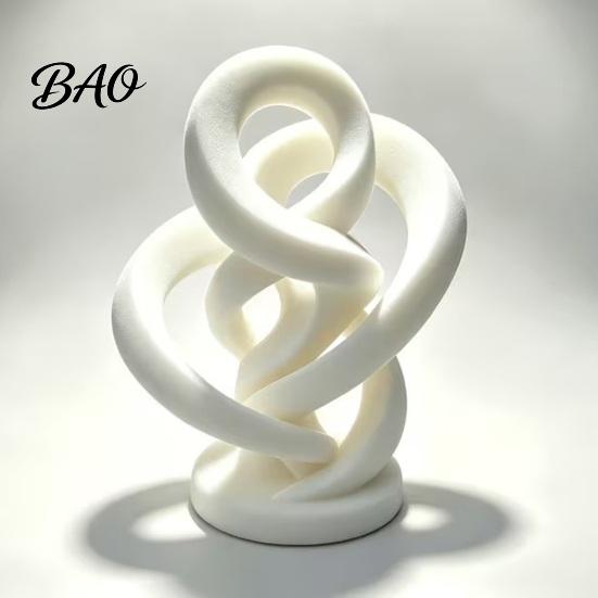 White Twisted Ribbon Ornament Modern Abstract Statue, 3D Printed Infinity Twist Ornament, Minimalist Interior Decoration Artistic Sculpture