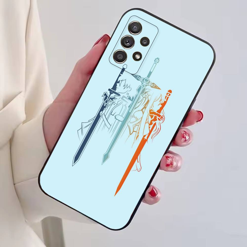 Чехол для телефона Sword Art Online Кирито и Асуна Для Samsung S25,S24,S21,S22,S23,S30,Ultra,S20,Plus,Fe, Мягкий силиконовый черный чехол