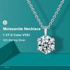 Women's D-color Moissanite Necklace 925 Sterling Silver Chain Exquisite Jewelry 2.0 Carat VVS1