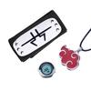 3Pcs/Sset Naruto Akatsuki Itachi Payne Red Cloud Necklace Ring Rebellion Ninja Guard Forehead Kids Gift