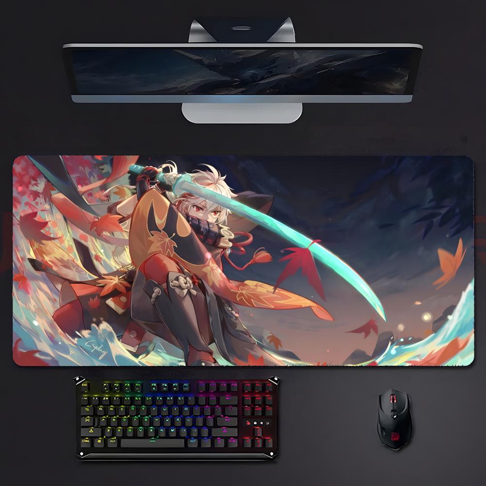 Genshin Impact Gentle Kaedehara Kazuha Mouse Pad Large Gaming Mousepad With Stitched Edges Thickened Desk Mat Pc