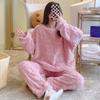 Oversized Plush Pajamas Set Women's Coral Fleece Autumn Winter Warm Home Clothes Sweet Long Sleeves Loose Thickened Outwear